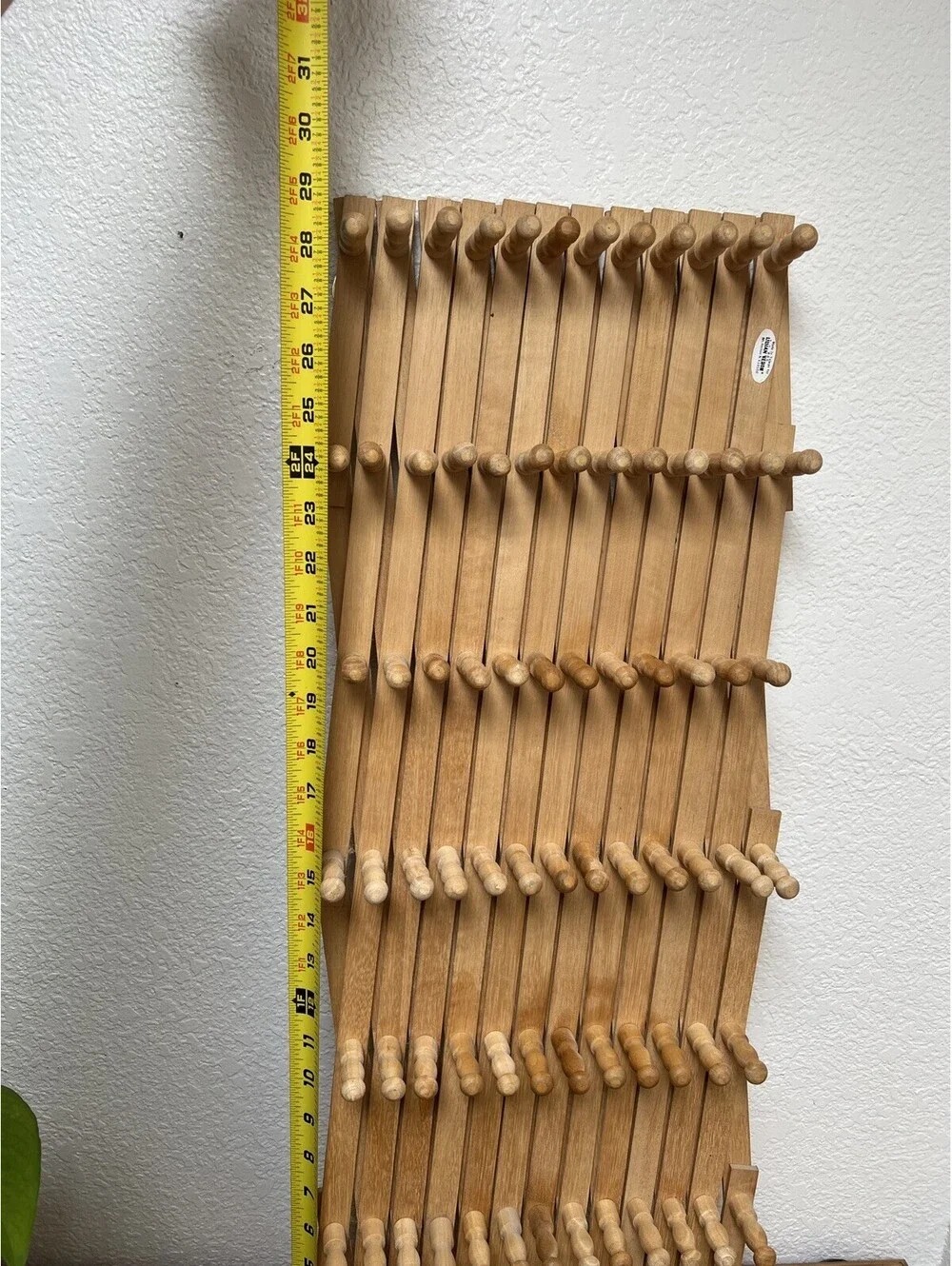 Vintage Lillian Vernon 87 Peg Accordian Wooden Wall Rack